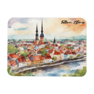 Tallinn Estland Aquarellmalerei Panorama Magnet