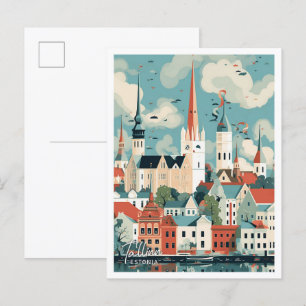 Tallinn Estland Art Travel Place Illustration Postkarte