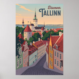 Tallinn Estland Illustration Reise Kunst Vintage Poster