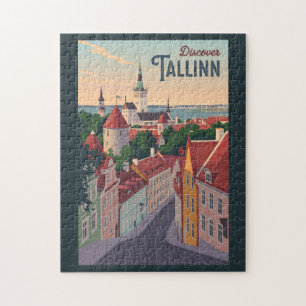 Tallinn Estland Illustration Travel Art Vintag