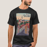 Tallinn Estland Illustration Travel Art Vintag