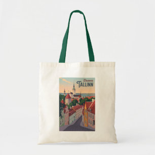 Tallinn Estland Illustration Travel Art Vintag Tragetasche