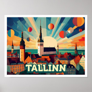 Tallinn Estland Reise künstlerisch farbenfroh Poster