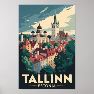 Tallinn Estland Reisen Art Vintag Poster