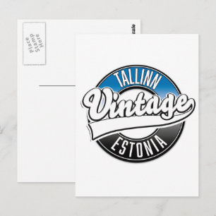 Tallinn Estland Vintage-Logo Postkarte