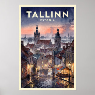 Tallinn Estland Vintage Reise Poster