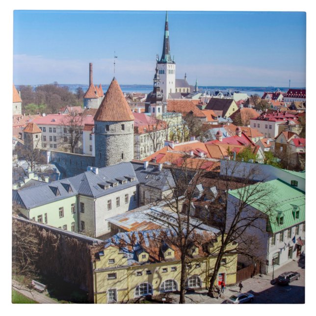 Tallinn Innenstadtblick Fliese (Vorderseite)