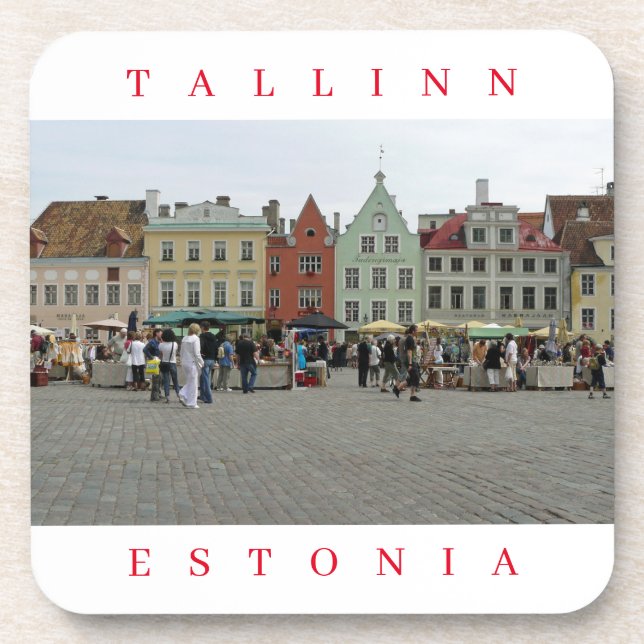 Tallinn Marktstände mit Blick auf Untersetzer (Vorderseite)
