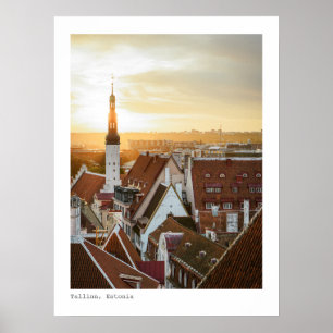 Tallinn-Silhouette bei Sonnenaufgang, Estland Reis Poster
