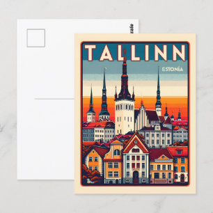 Tallinn Stadt Estland Retro Reisegeschenke Postkarte