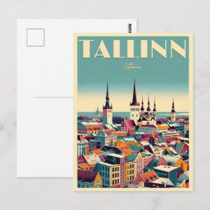 Tallinn Stadt Estland Retro Reisegeschenke Postkarte