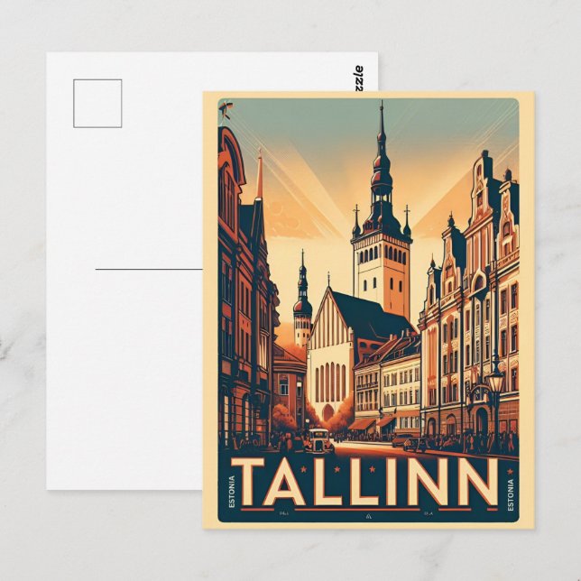 Tallinn Stadt Estland Retro Reisegeschenke Postkarte (Vorne/Hinten)