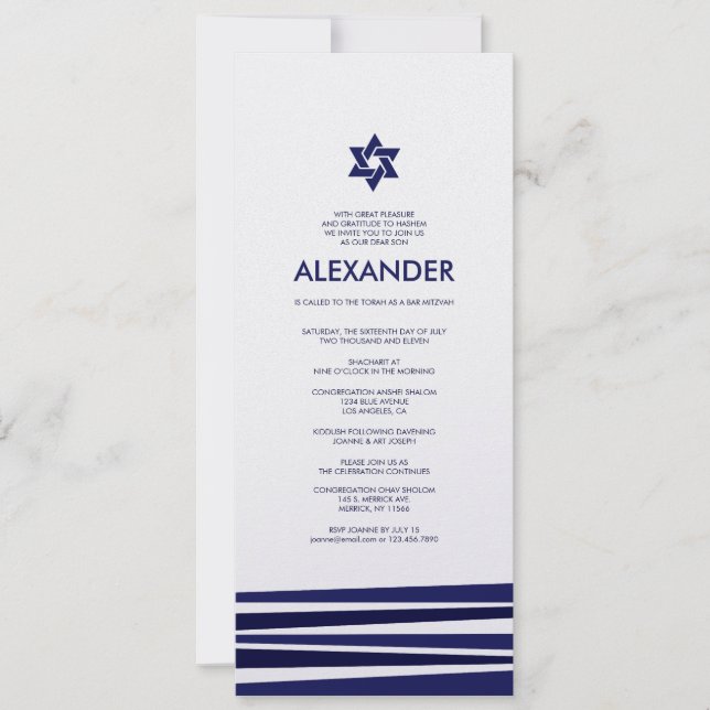 Tallit Bar Mitzvah Invitation (Devant)
