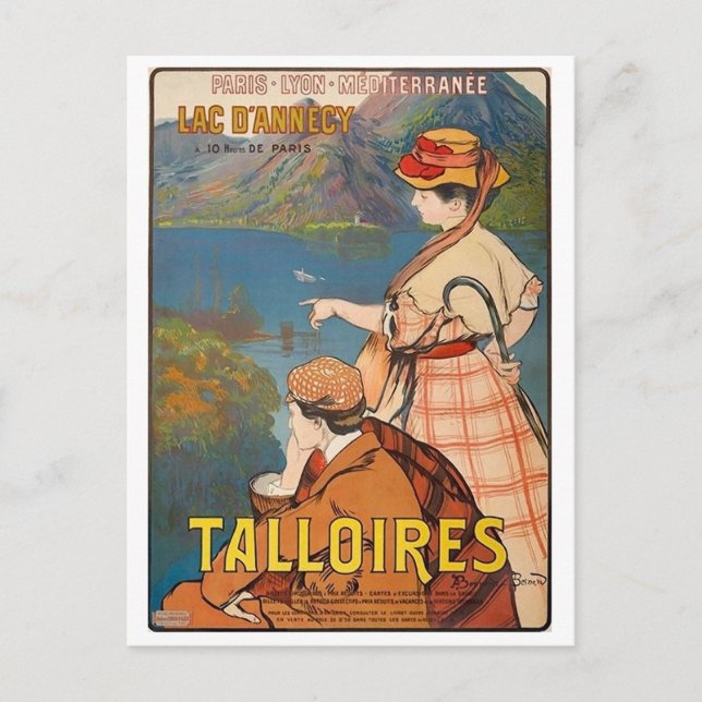 Talloires, Annecy-See, Picknick, Vintag Postkarte (Vorderseite)