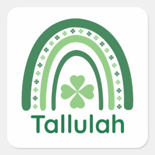 Tallulah Name Clover Boho Rainbow Quadratischer Aufkleber