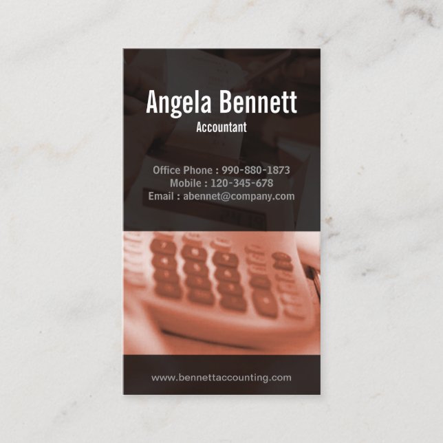 Tally Machine Accounting Brawn Business Card Visitenkarte (Vorderseite)