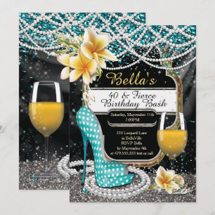 Talons et boissons Dames Invitations d'anniversair