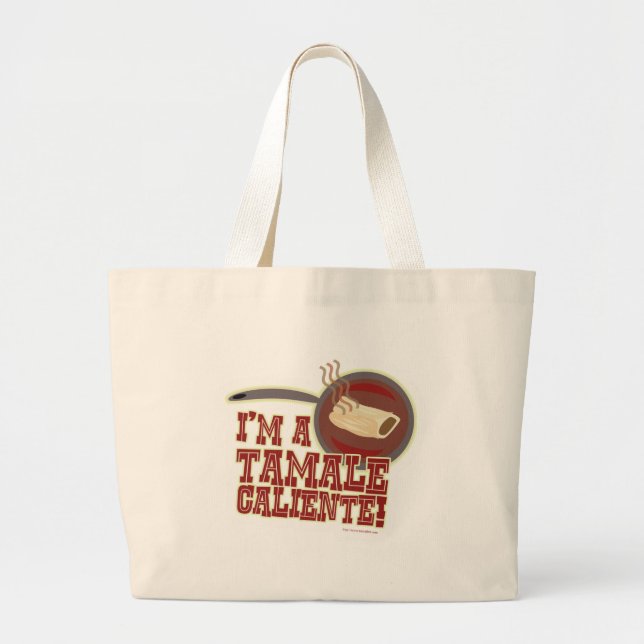 Tamale Caliente Funny Food Cartoon Slogan Jumbo Stoffbeutel (Vorne)