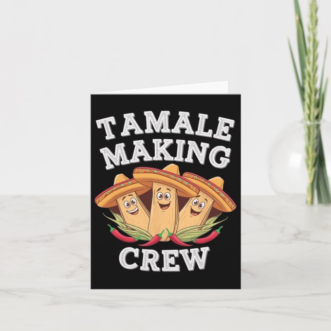Tamale Making Crew Funny mexikanische Weihnachtsfe Karte (Vorderseite)