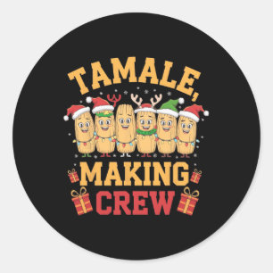 Tamale Making Crew Funny mexikanische Weihnachtsfe Runder Aufkleber