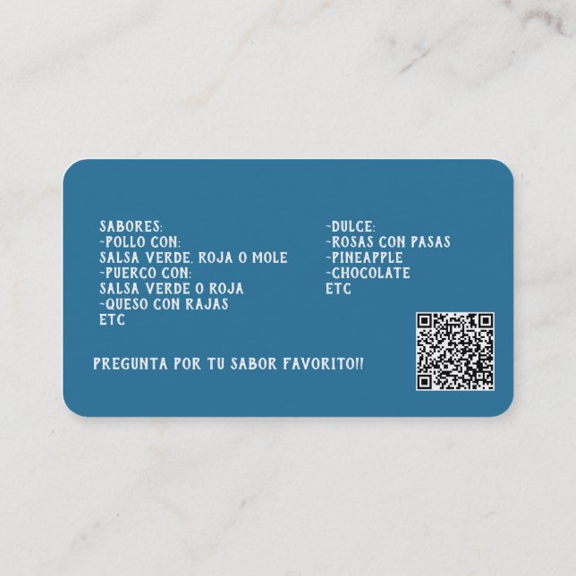 Tamales Custom QR Code Visitenkarte (Rückseite)