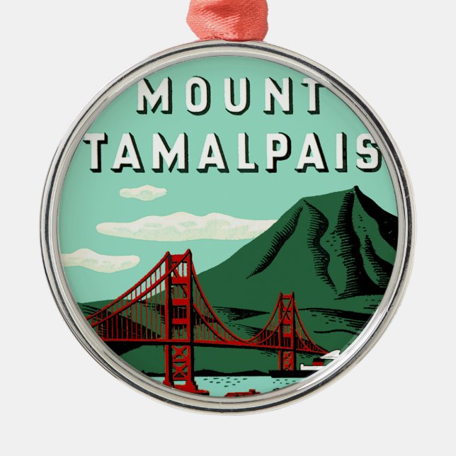 Tamalpais Reiseplakat Silbernes Ornament (Vorne)