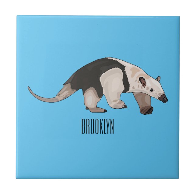 Tamandua-Cartoon-Abbildung Fliese (Vorderseite)