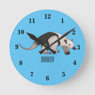 Tamandua-Cartoon-Abbildung Runde Wanduhr