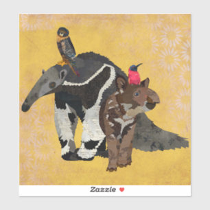 TAMANDUA, TAPIR, FALKE UND KOLIBRI AUFKLEBER