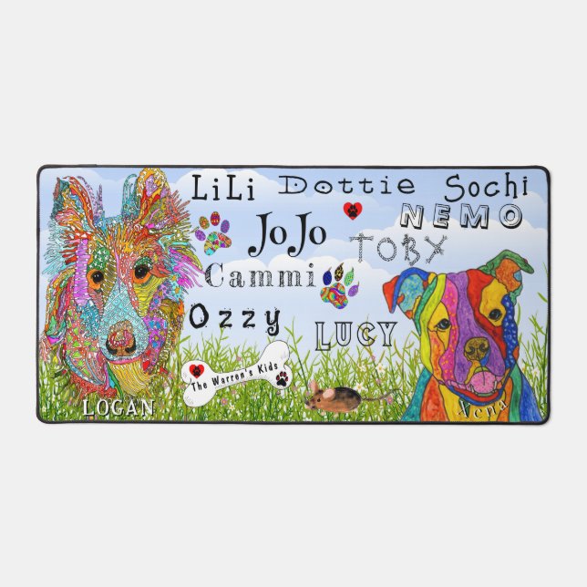 Tamar Warren Customisé chien et chat de bureau Mat (Recto)