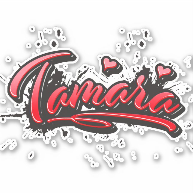 Tamara rouge Heart Graffiti Autocollant Sticker (Devant)