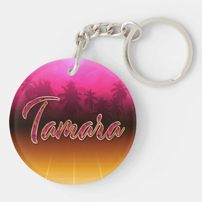 Tamara Vorname Name golden pink Schlüsselanhänger (Rückseite)