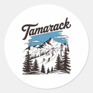 Tamarack Idaho Skigebiet Skifahren Skifahrer 2 Runder Aufkleber