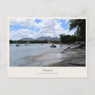 Tamarin Bay Boote und Bergkulisse Postkarte