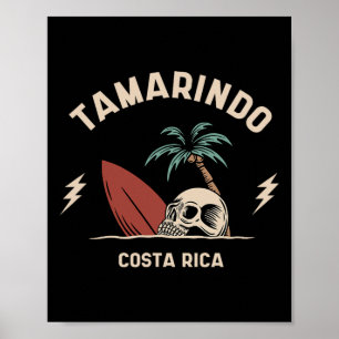 Tamarindo Costa Rica Vintage Surfen Skelett Schäde Poster