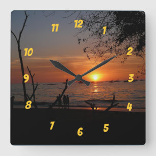 Tamarindo Sunset Quadratische Wanduhr
