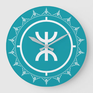 Tamazgha - Amazigh Symbol Cyan Große Wanduhr