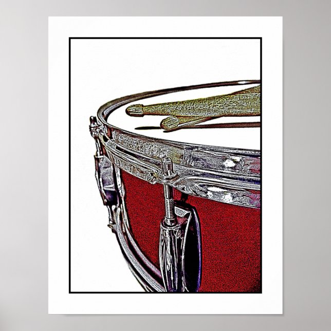 Tambour et tambours à tambour Red Snare Poster Dru (Devant)