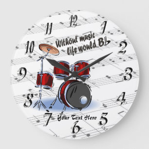 Tambour - sans vie de musique horloge murale plate