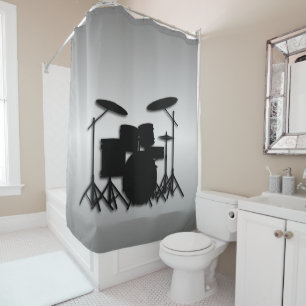 Tambours Musique Design Douche Argent Rideau