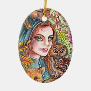 Tamer im Herbstwald Keramik Ornament