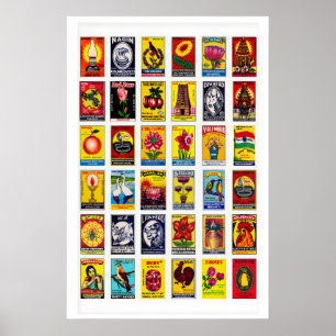 Tamil Streichholzschachtel-Etikett Collage Druck,  Poster