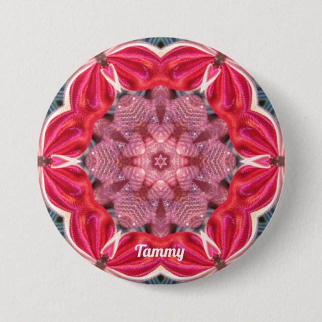 TAMMY ~ White Pink Green BLING ~ Button (Vorderseite)