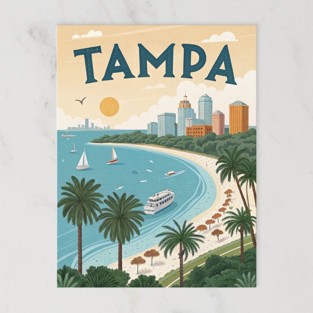 Tampa Bay: Illustration über die tropische Küste Postkarte (Von Creator hochgeladen)