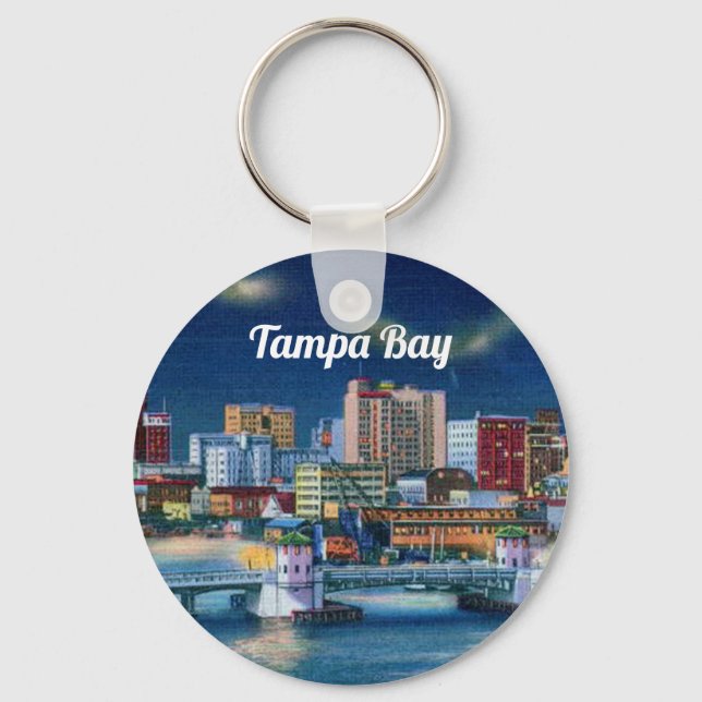 Tampa Bay Vintage Stadtszene Schlüsselanhänger (Vorderseite)