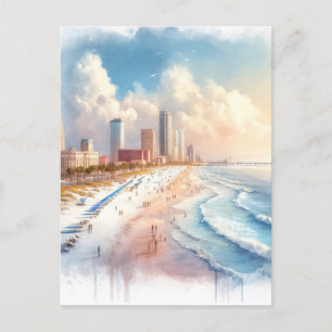 Tampa Beach, Florida Aquarellmalerei Reise Postkarte