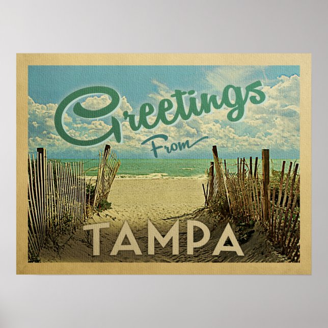 Tampa Beach Vintage Travel Poster (Vorne)
