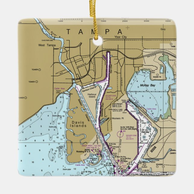 Tampa FL Nautical Chart Keramikornament (Vorderseite)