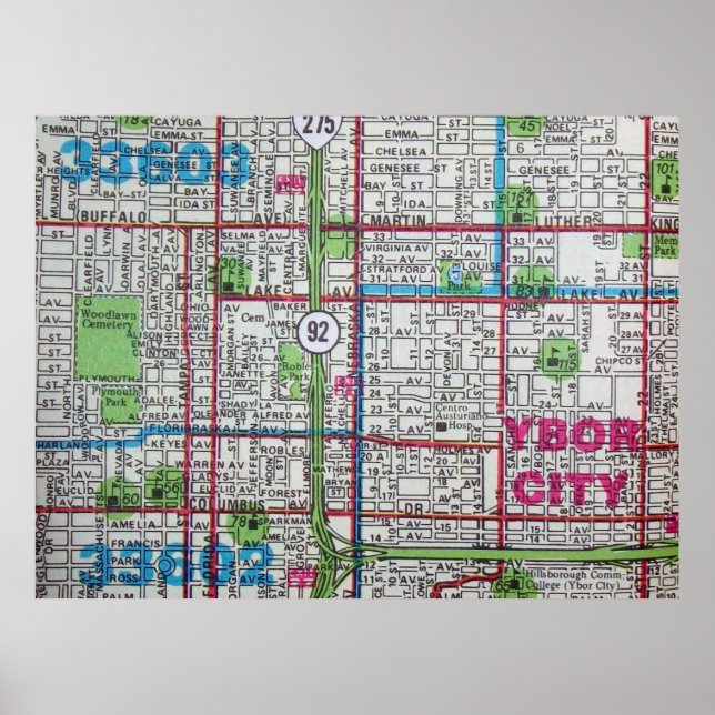 Tampa, FL Vintag Map Poster (Vorne)