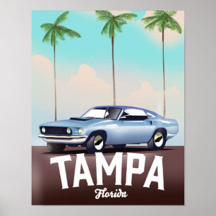 Tampa Florida Auto Reiseplakat Poster